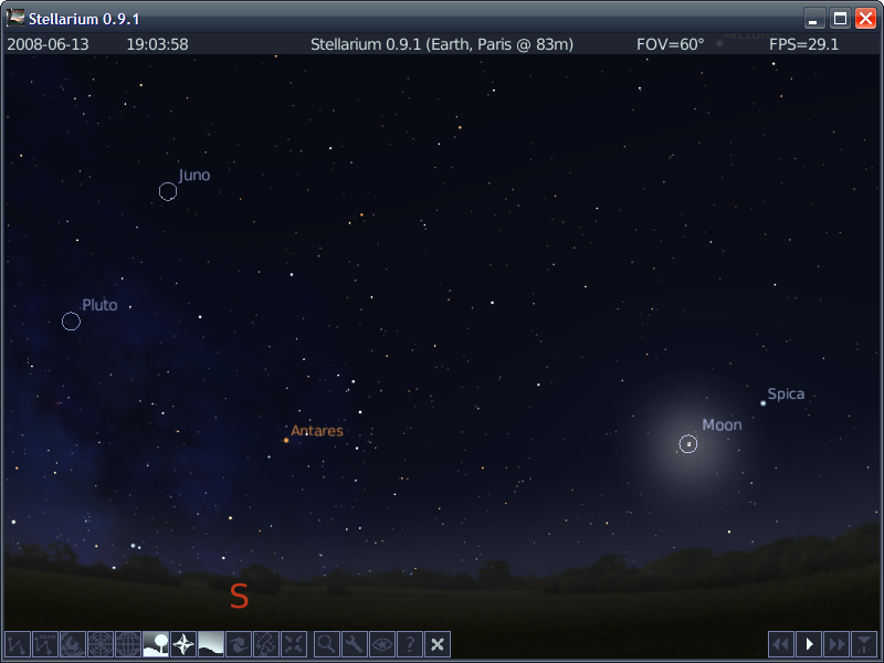 Скриншот программы Stellarium