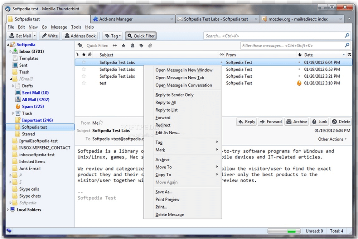 Скриншот программы Mozilla Thunderbird
