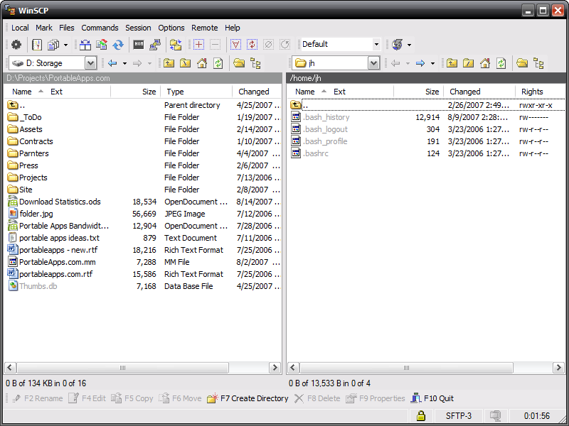 Скриншот программы WinSCP